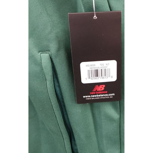 New Balance Mens Full-Zip Green Hoodie XLT NBTAVELHOODY Lightweight Athletic Jac - Picture 3 of 16